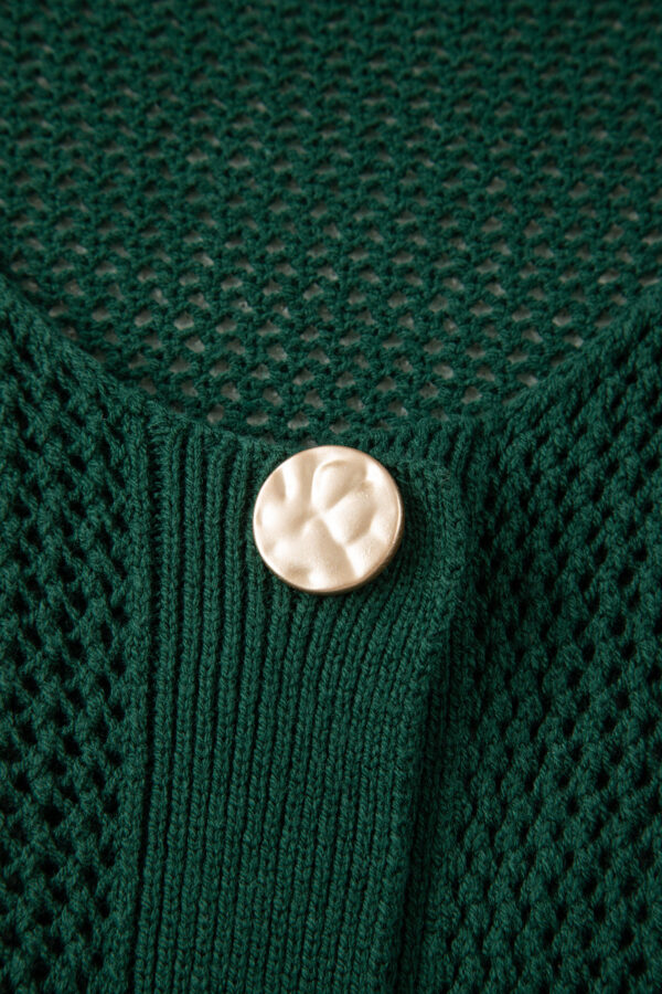 Blackish Green Plus Size Golden Accent Buttons Short Sweater Cardigan
