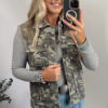 Green Camo Cargo Denim Vest