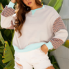 Jet Stream Striped Colorblock Patchwork Drop Shoulder Sweatshirt