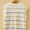 Multicolour Striped Print Button V Neck Sweater Vest