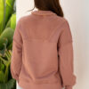 Camel Exposed Seam Side Pockets Half Zipper Baggy Sweatshirt