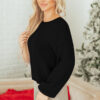 Fiery Red Festive Bow Backless Bubble Sleeve Sweater