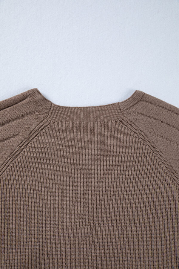 Goat Mixed Texture Knit Button V Neck Sweater Cardigan