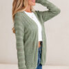 Green Bay Scalloped Edge Eyelet Knit Batwing Sleeve Cardigan