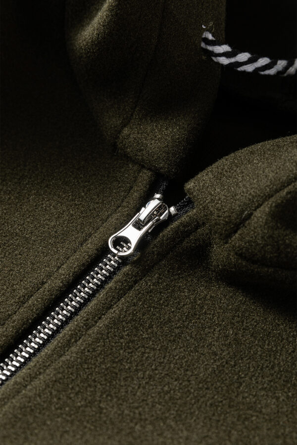 Four Leaf Clover Contrast Cuffed Drop Shoulder Zip up Tunic Hoodie