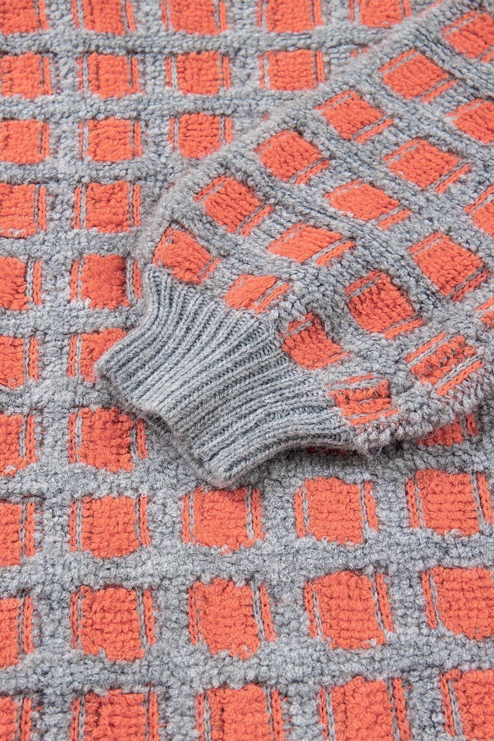 Pink Checkered Oversized Side Slit Sweater - Image 8