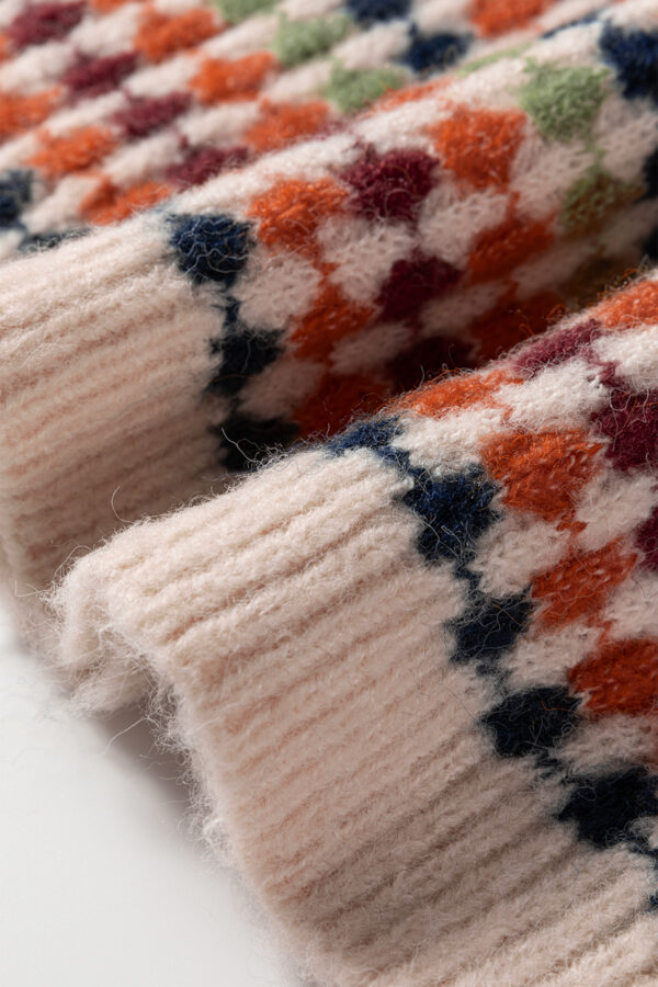 Multicolour Dotty Striped Pattern Knit Drop Shoulder Sweater