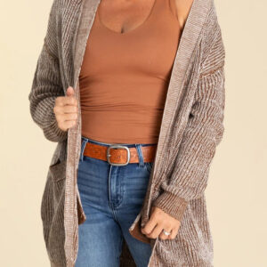 Straw Yellow Solid Open Knit Cardigan with Pockets