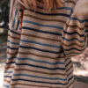 Multicolour Striped Knitted Drop Shoulder Round Neck Sweater