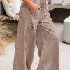 Smoke Gray Mineral Wash Exposed Seam Drawstring Elastic Waistband Wide Leg Cargo Pants