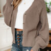 Goat Mixed Texture Knit Button V Neck Sweater Cardigan