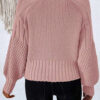 Light Pink Mixed Texture Knit Button V Neck Sweater Cardigan