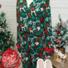 Green Festive Bow Print 2pcs Pajama Pant Set