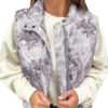 Gray Camo Leaf Print Winter Puffer Vest