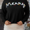 Black Merry Colorful Dot Detail Christmas Drop Shoulder Sweater