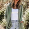 Laurel Green Waffle Knit Open Front Cardigan
