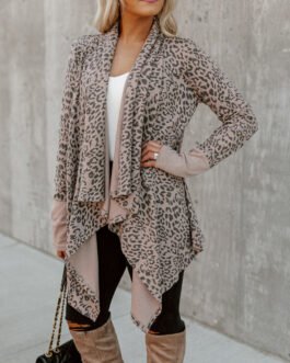 Leopard Open Front Cardigan