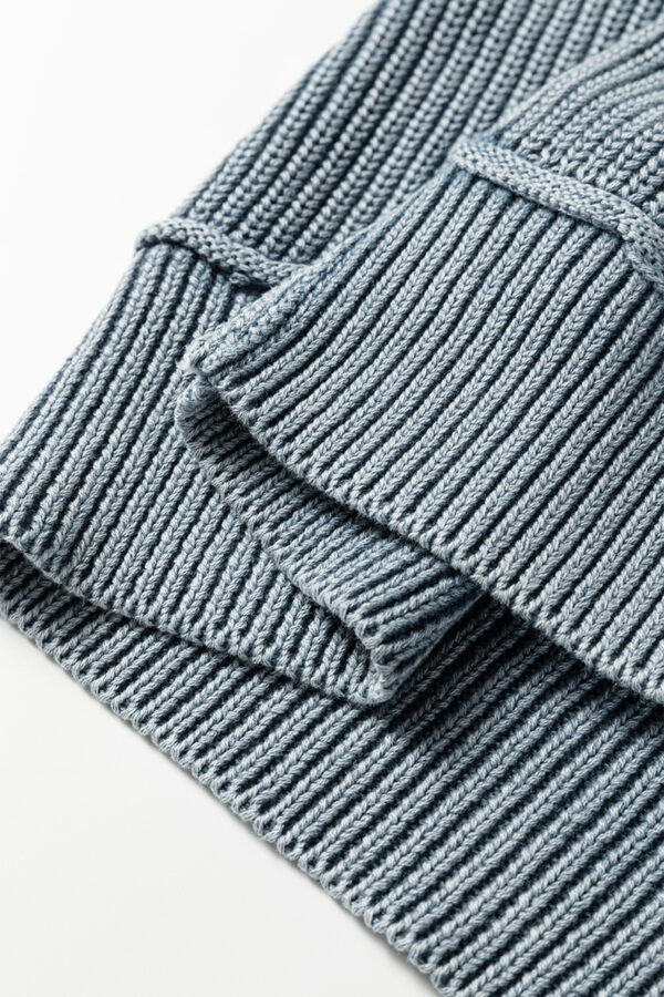 Evergreen Mineral Wash Exposed Seam Patchwork Knit Open Sweater Cardigan