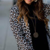 Black Leopard Patched Pocket Open Front Cardigan