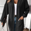 Canton Textured Knit Side Pockets Open Front Cardigan