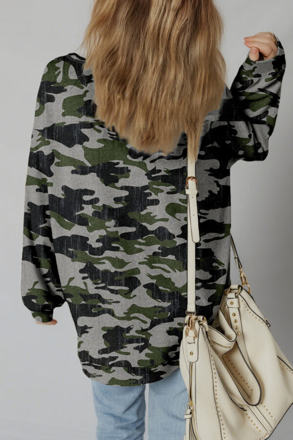 Dearlove Multicolour Retro Camouflage Print Exposed Seam Patchwork Drop Shoulder Sweatshirt