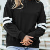 Navy Blue Varsity Striped Detail Drop Shoulder Oversized Sweatshirt