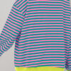 Rose Stripe Contrast Ribbed Trim Crossed Stitch Drop Shoulder Sweatshirt