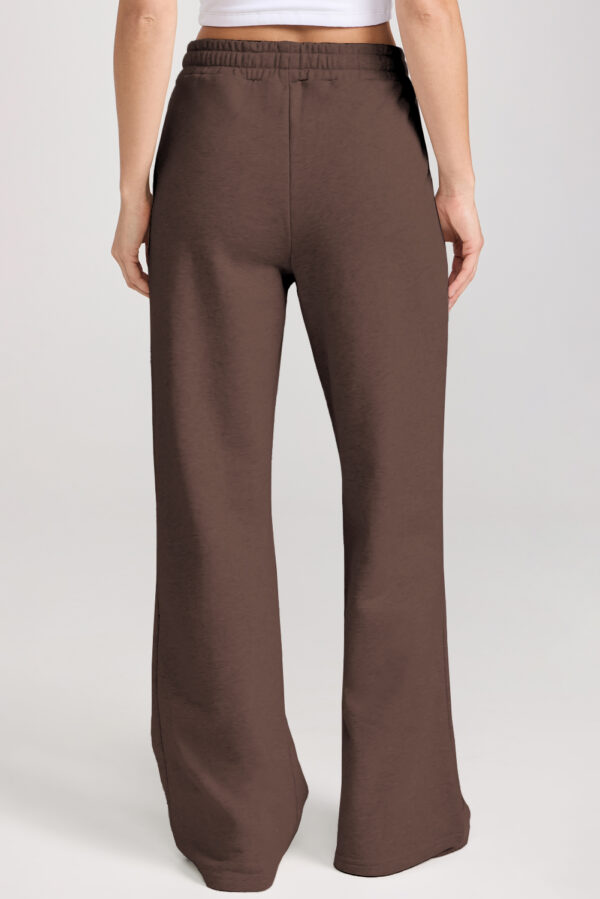 Dark Brown Solid Collared Sweatshirt and High Waist Pants Active Set