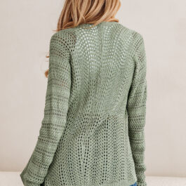 Green Bay Scalloped Edge Eyelet Knit Batwing Sleeve Cardigan