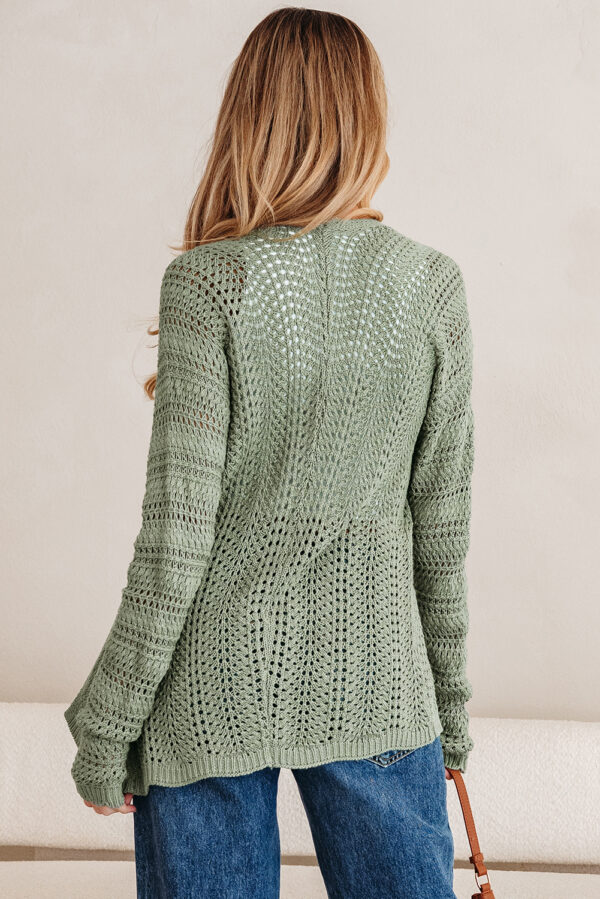 Green Bay Scalloped Edge Eyelet Knit Batwing Sleeve Cardigan