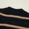 Black Stripe Buttoned V Neck Drop Shoulder Loose Cardigan
