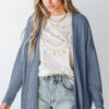 Ashleigh Blue Solid Color Rib Knit Open Front Tunic Cardigan