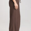 Dark Brown Solid Collared Sweatshirt and High Waist Pants Active Set