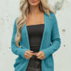 Lapis Mix Pattern Hollowed Knit Open Front Cardigan