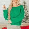 Fiery Red Festive Bow Backless Bubble Sleeve Sweater