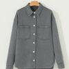 Medium Grey Mineral Wash Chest Pockets Drop Shoulder Shacket with Side Slit