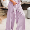Pink Mineral Wash Exposed Seam Drawstring Elastic Waistband Wide Leg Cargo Pants