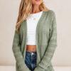 Green Bay Scalloped Edge Eyelet Knit Batwing Sleeve Cardigan
