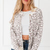 Black Leopard Drop Shoulder Chunky Knitted Cardigan Sweater