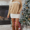 Smoke Gray Merry Colorful Dot Detail Christmas Drop Shoulder Sweater