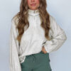 Light Grey Half Zip Stand Neck Seam Detail Long Sleeve Top