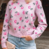 Delicacy Sweet Floral Print Drop Shoulder Cropped Sweater