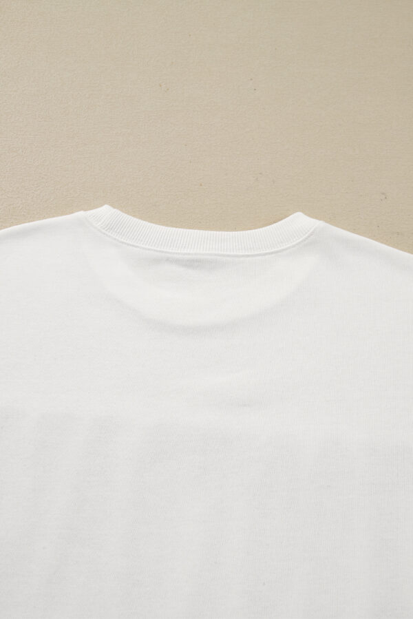 White FOOTBALL 3D Letter Graphic Crew Neck Sweatshirt