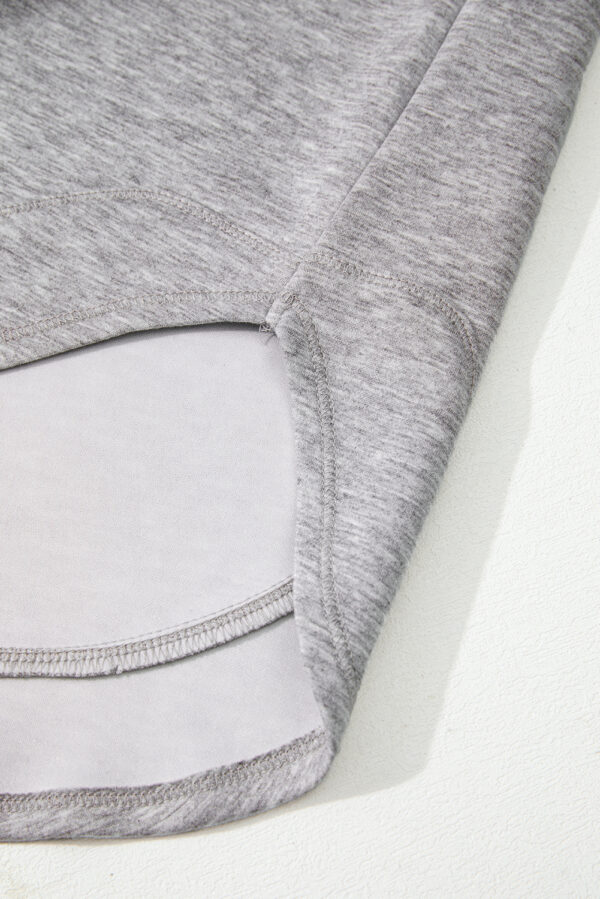 Light Grey Color Block Patchwork V Neck Drawstring Hoodie