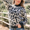 Carbon Grey Leopard Drop Shoulder Baggy Sweater