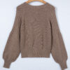 Goat Mixed Texture Knit Button V Neck Sweater Cardigan