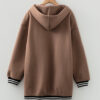 Dark Khaki Contrast Cuffed Drop Shoulder Zip up Tunic Hoodie