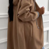 Dark Khaki Contrast Cuffed Drop Shoulder Zip up Tunic Hoodie