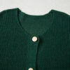 Blackish Green Plus Size Golden Accent Buttons Short Sweater Cardigan