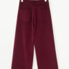 Burgundy Corduroy Solid Color High Waist Wide Leg Pants